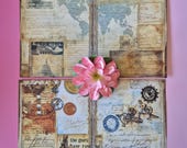 Journal papier vintage travel 10 vellen | reisdagboek decoratiepapier 26x20 cm | compact journaling set