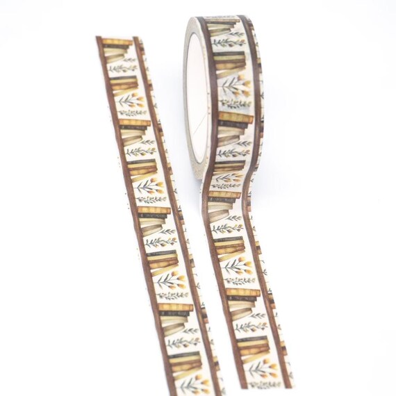Washi Tape Bücher für dein Lesejournal | 1 Rolle à 10 Meter | Bücherregal Motiv für Scrapbook