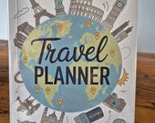 Reisdagboek wereldbol design | A5 travel journal met wereldberoemde bezienswaardigheden | cadeau reiziger