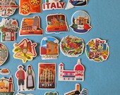 Reisstickers Italië voor je reisdagboek of koffer | 50 Italië stickers | pasta pizza vespa colosseum
