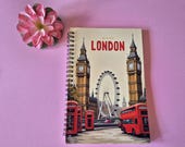 Londen travel journal set | reisdagboek A5 met stickers en boekenhoes | cadeau Engeland reiziger