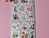 Parijs stickers set 54 stuks | Eiffeltoren mode parfum scrapbook reisdagboek | journaling laptop sticker decals