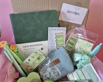bookish bundles groen: journaling cadeauset met A5 notitieboekje, portemonnee en boekenleggers | 17-delig