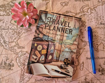 Reisdagboek om je avonturen te bewaren | A5 travel planner met vintage design | cadeau voor reizigers