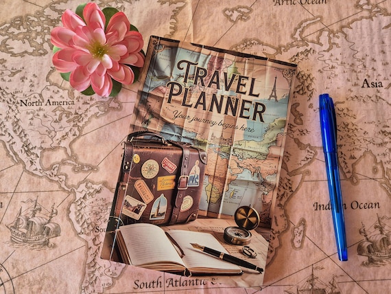Reisdagboek om je avonturen te bewaren | A5 travel planner met vintage design | cadeau voor reizigers