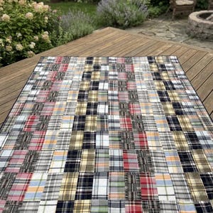 Handmade Picnic at Dusk Plaid Patchwork Queen Size Cotton Finished QUILT