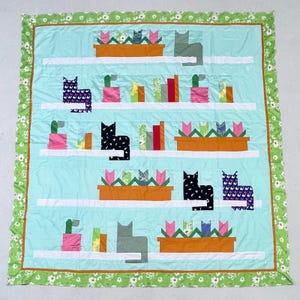 Knickknack & Kitty Cats Cotton Fabric Queen Size Patchwork quilt top/topper