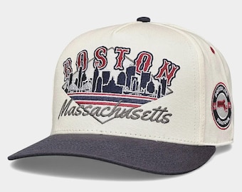 Gorra Boston Snapback, The Fenway, Beantown Retro Skyline Cap con detalles en rojo Sox, gorra vintage de 5 paneles estilo streetwear, regalo para él/papá