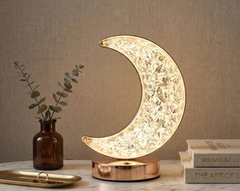 Moon Lamp with Crystal Designs, USB Table Light for Chic Home Decor