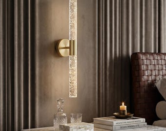 Modern Wall Sconce, Nordic Crystal Bubble Design with Gold Accents