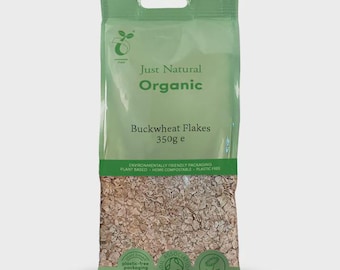 Organic Buckwheat Flakes 350g | Whole Grain Breakfast Cereal | Natural Gluten Free Porridge & Healthy Vegan Food