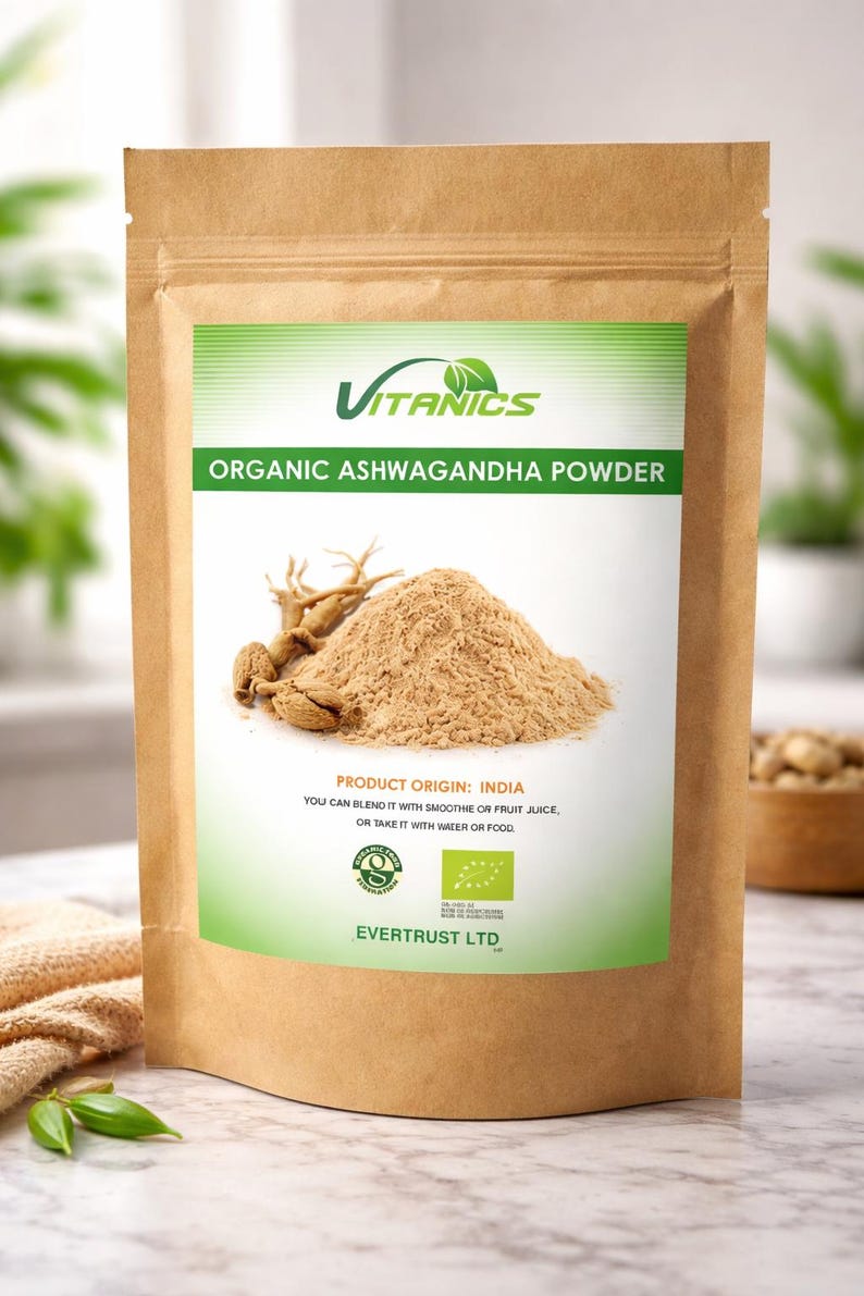 Polvo de Ashwagandha Orgánico / Polvo de Raíz Ayurvédica / Ingredientes Herbales Naturales imagen 1