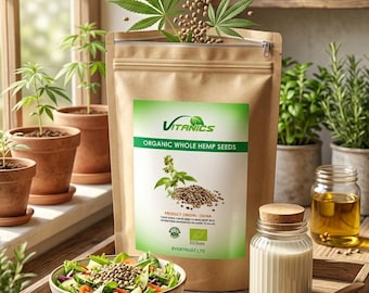 Semillas de cáñamo enteras crudas orgánicas / Semillas vegetales naturales / Superalimento vegano para batidos, ensaladas y recetas diarias