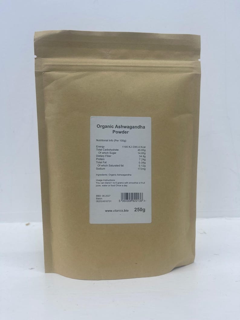 Polvo de Ashwagandha Orgánico / Polvo de Raíz Ayurvédica / Ingredientes Herbales Naturales imagen 2