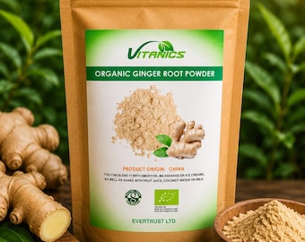 Organic Ginger Root Powder | Fine Ground Aromatic Spice for Cooking, Baking, Drinks