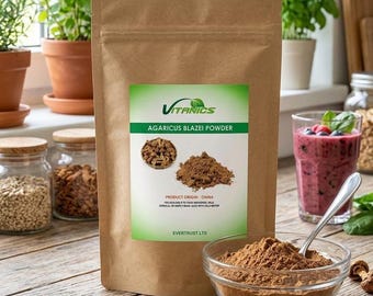 Organic Agaricus Blazei Mushroom Powder | Superfood for Smoothies, Wellness Recipes