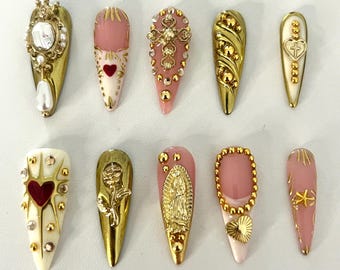 3D Y2K Press On Nails – Handmade Faux Ongles Kit