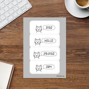Y2K Cyber Cat Sticker Sheet, Kawaii Japanese Wordplay Planner Stickers (A5 Size)