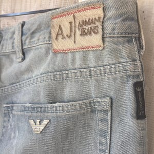 Vintage Armani Jeans Y2K Wash Distressed Raka Ben Denim – Pony Hair Patch GA Eagle