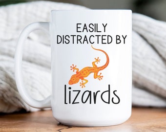 Easily Distracted by Lizards Mug Reptile Coffee Cup Lizard Mug Bearded Dragon Mug Lizard Lover Gift Reptile Lover Gift Reptile Cup 15oz