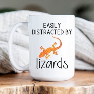 Easily Distracted by Lizards Mug Reptile Coffee Cup Lizard Mug Bearded Dragon Mug Lizard Lover Gift Reptile Lover Gift Reptile Cup 15oz