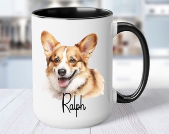 Personalized Corgi Mug Corgi Dog Lover Mug Dog Name Cup Custom Pet Name Tumbler Personalized Mug for Pet Owner Coffee Cup 15 oz