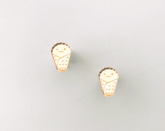 Temaki Stud Earrings -  Mirrored Gold