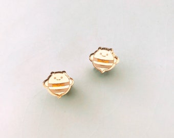 Bumble Bee Stud Earrings -  Mirrored Gold