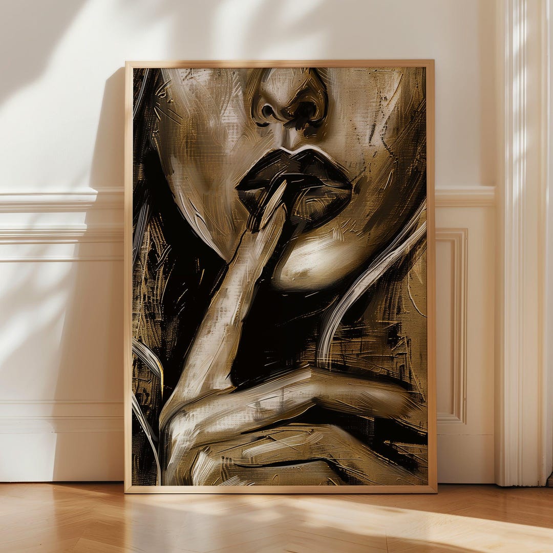 Abstract Portrait Portrait Poster Print - Silence Lips Portrait Wall ...