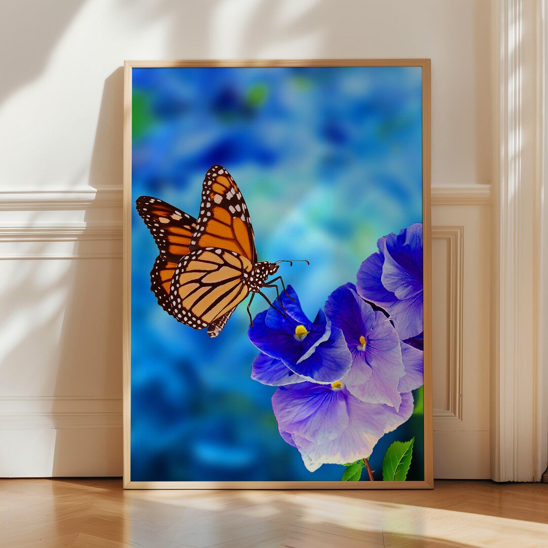 Monarch Butterfly Floral Poster Print - Macro Nature Wall Art ...