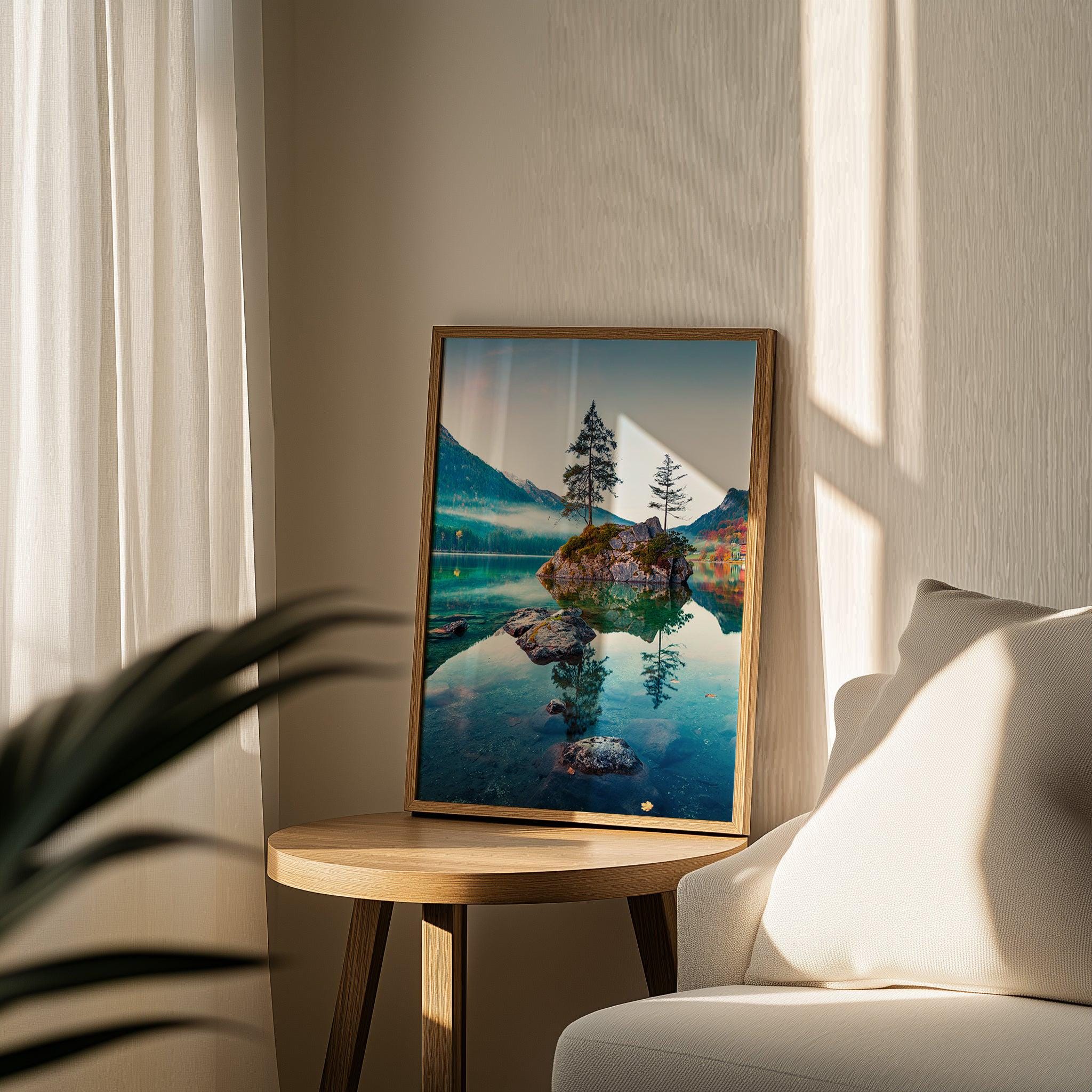 Mountain Lake Reflection Poster Print - Surreal Nature Wall Art ...