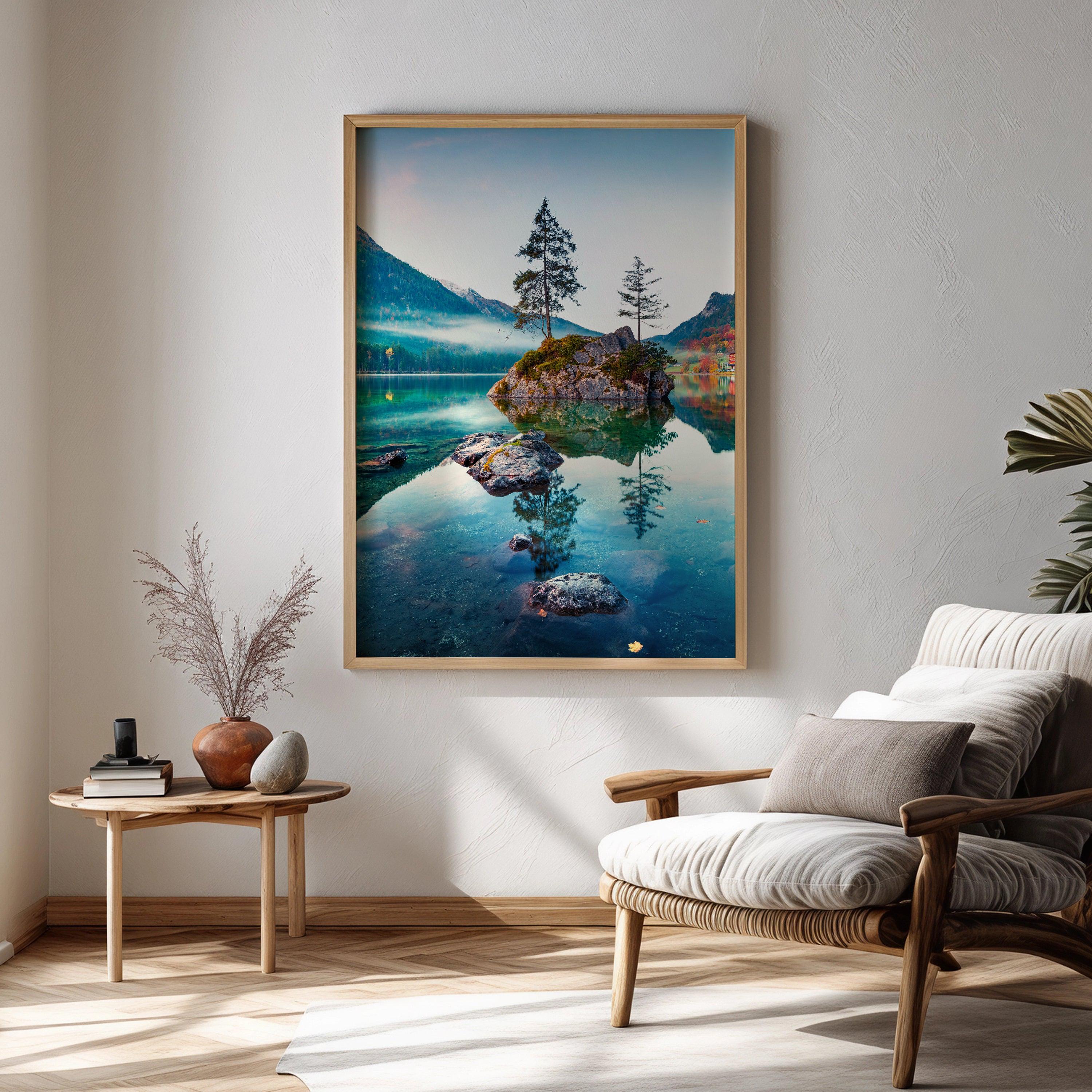 Mountain Lake Reflection Poster Print - Surreal Nature Wall Art ...