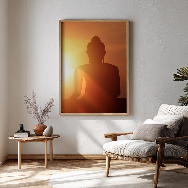 Buddha Spiritual Art Poster Print - Meditation Silhouette Wall Art ...