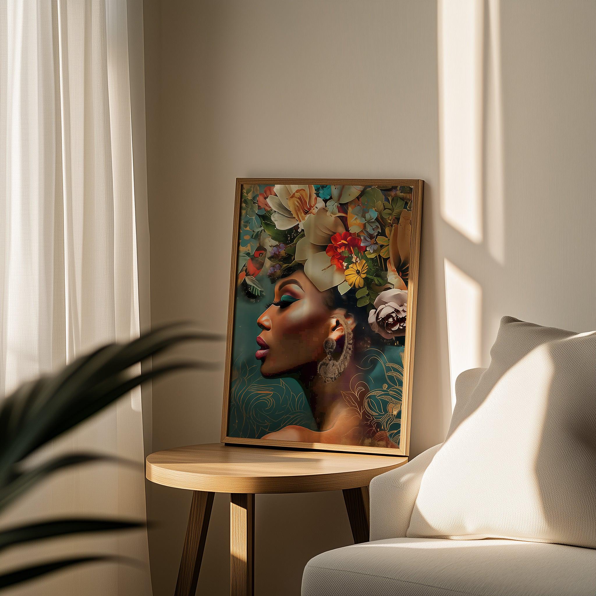 Floral Woman Portrait Poster Print - Beauty Wall Art - Artistic Pattern ...