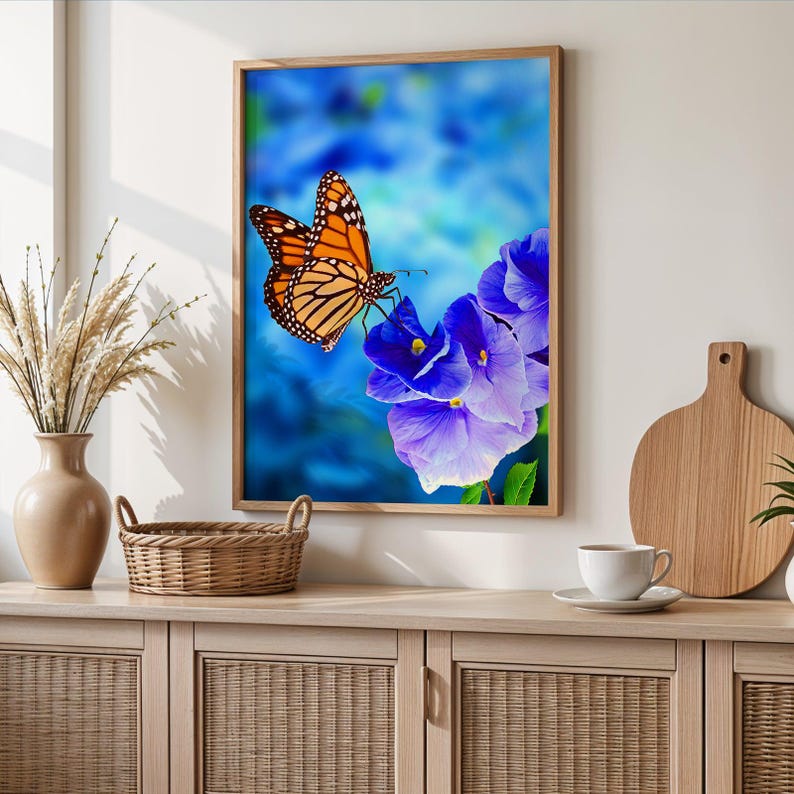 Monarch Butterfly Floral Poster Print - Macro Nature Wall Art ...