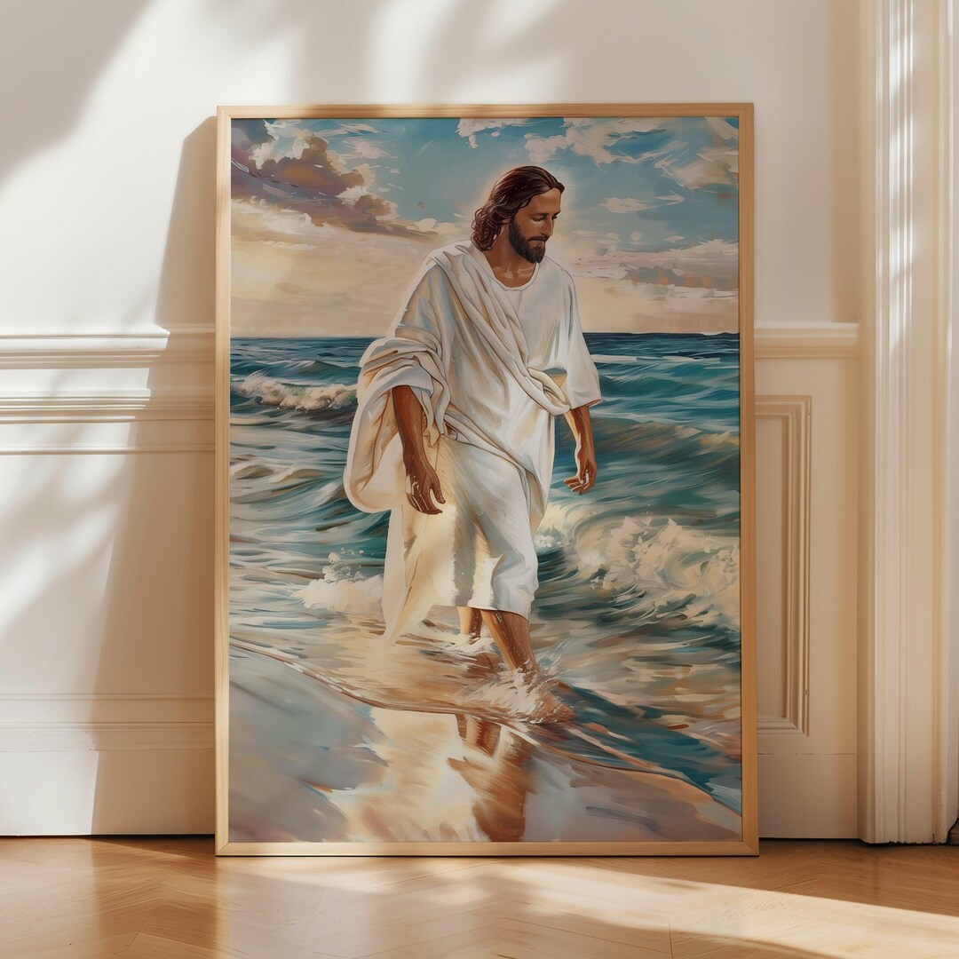 Jesus Christ Poster Print - Walking Water Christ Wall Art - Spiritual ...