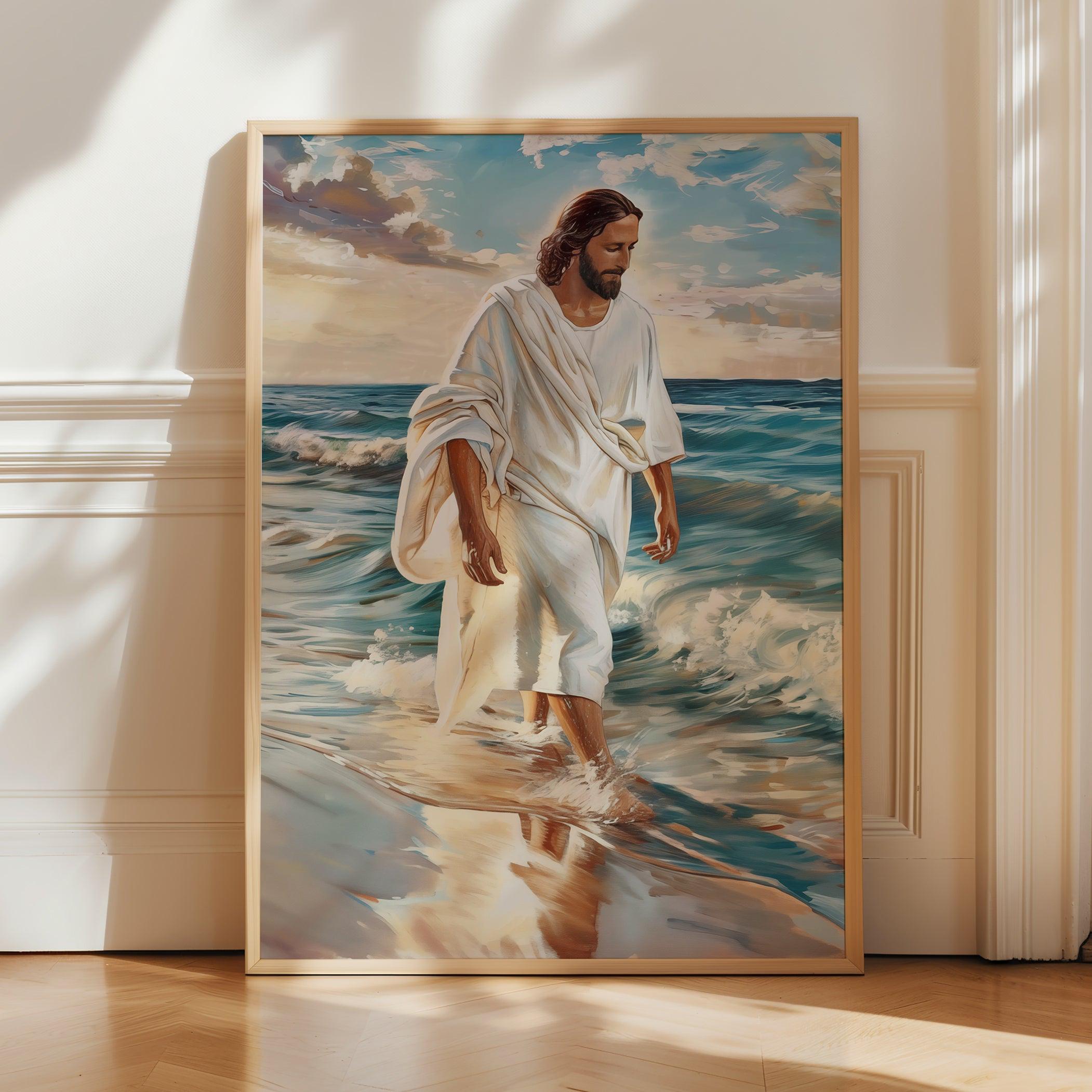 Jesus Christ Poster Print - Walking Water Christ Wall Art - Spiritual ...