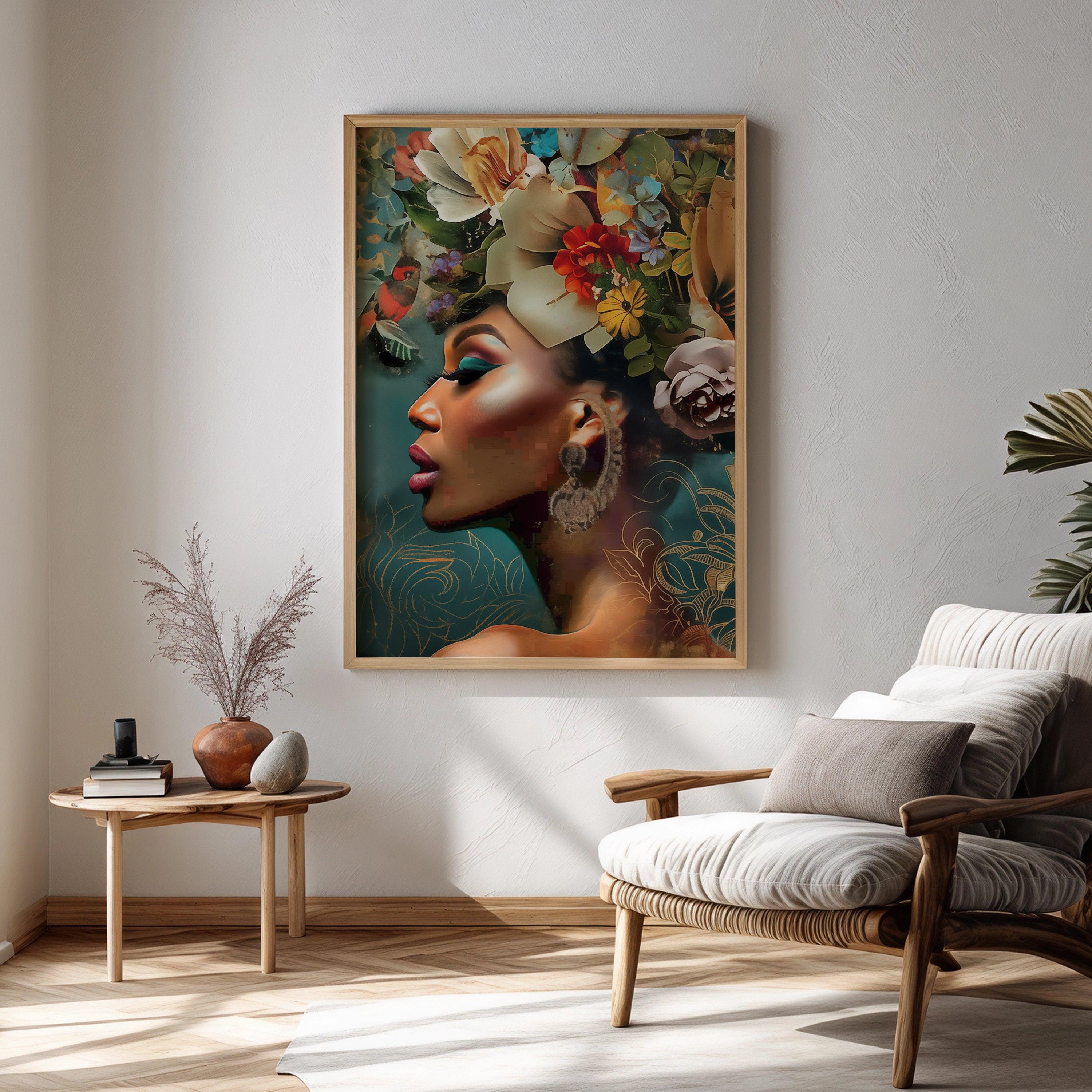 Floral Woman Portrait Poster Print - Beauty Wall Art - Artistic Pattern ...