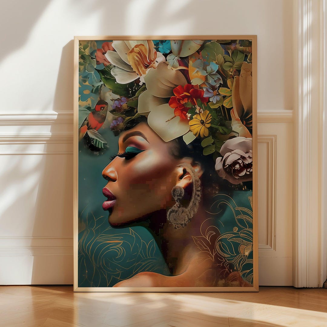 Floral Woman Portrait Poster Print - Beauty Wall Art - Artistic Pattern ...