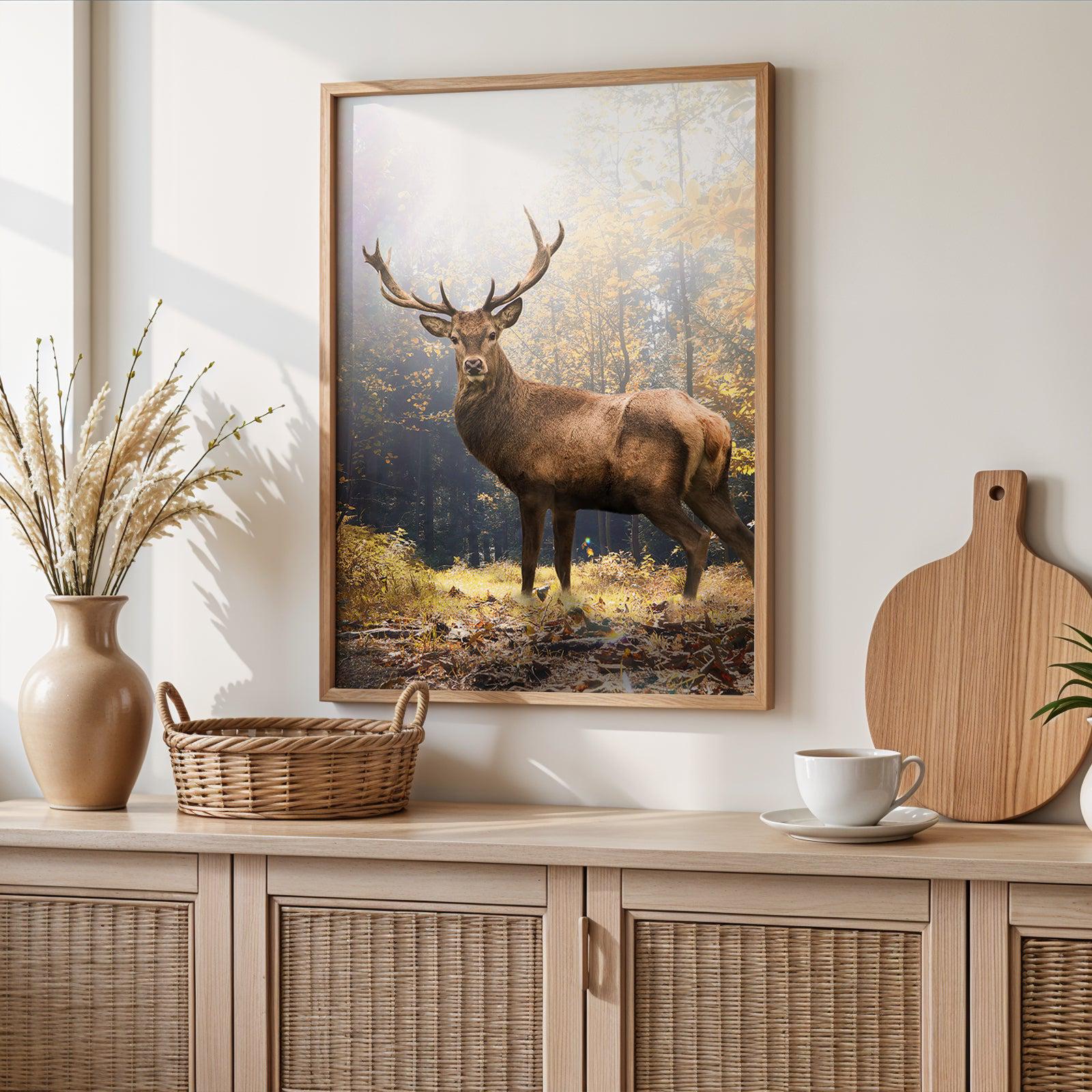 Majestic Forest Deer Poster Print - Surreal Dawn Deer Wall Art - Forest ...