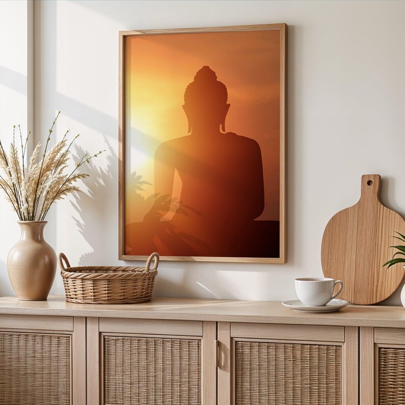 Buddha Spiritual Art Poster Print - Meditation Silhouette Wall Art ...