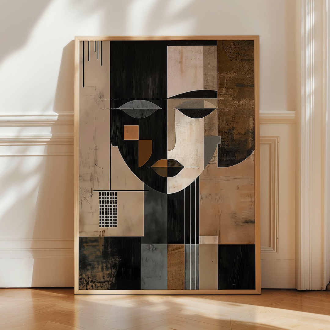 Geometric Portrait Abstract Poster Print - Split Face Abstract Wall Art ...