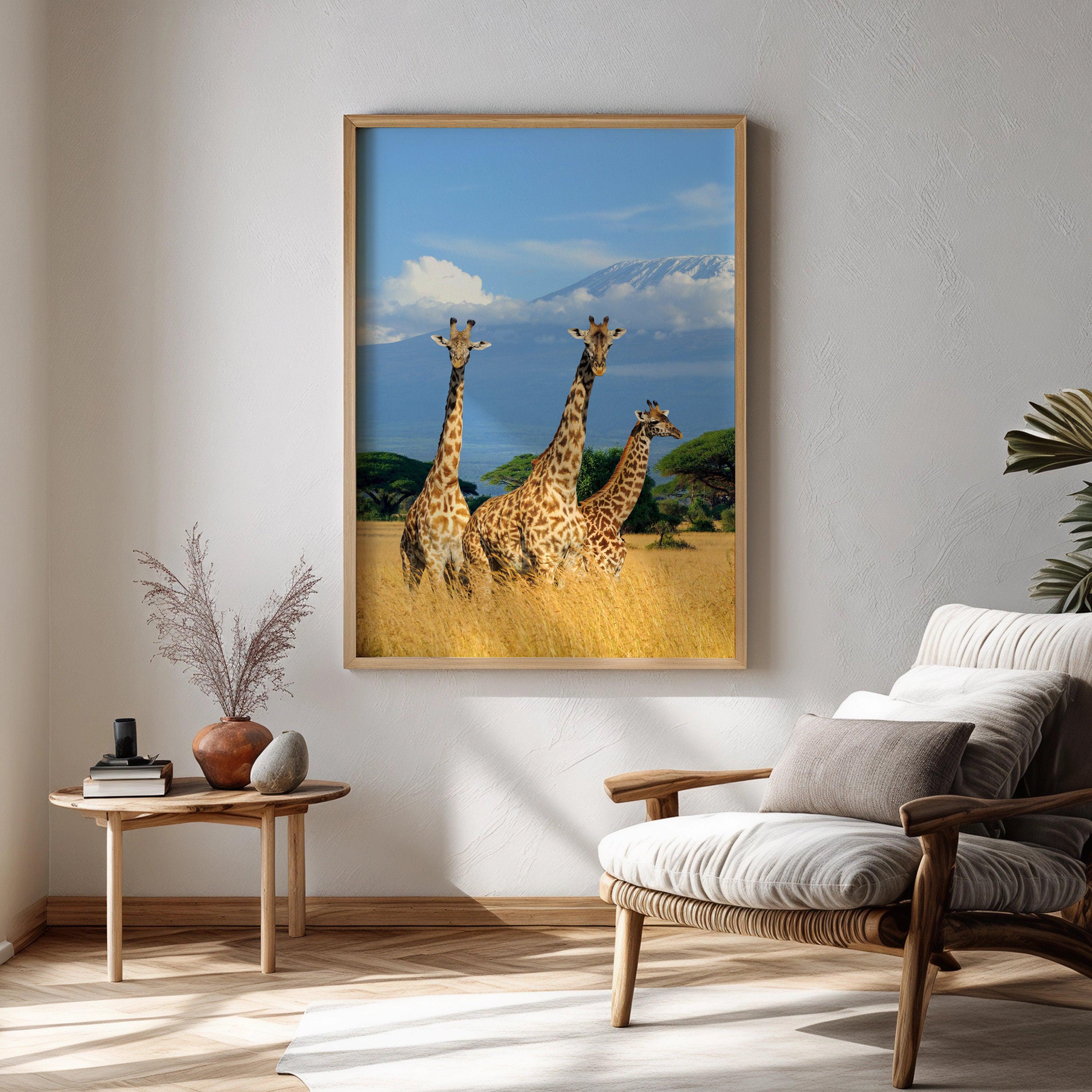 Giraffe Savanna Landscape Poster Print - African Wildlife Wall Art ...