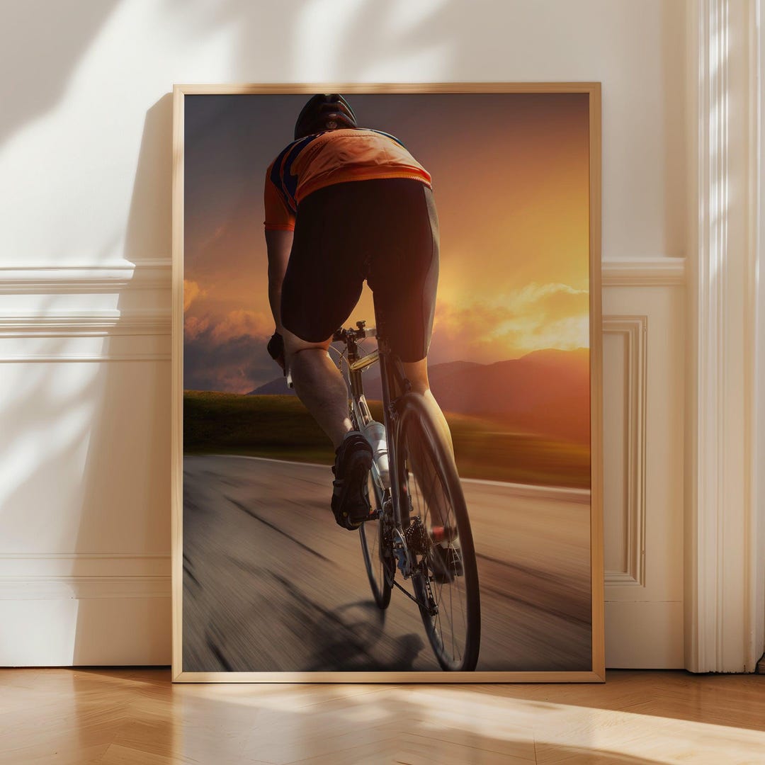 Cycling Sunset Poster Print - Road Cycling Wall Art - Mountain Ride ...
