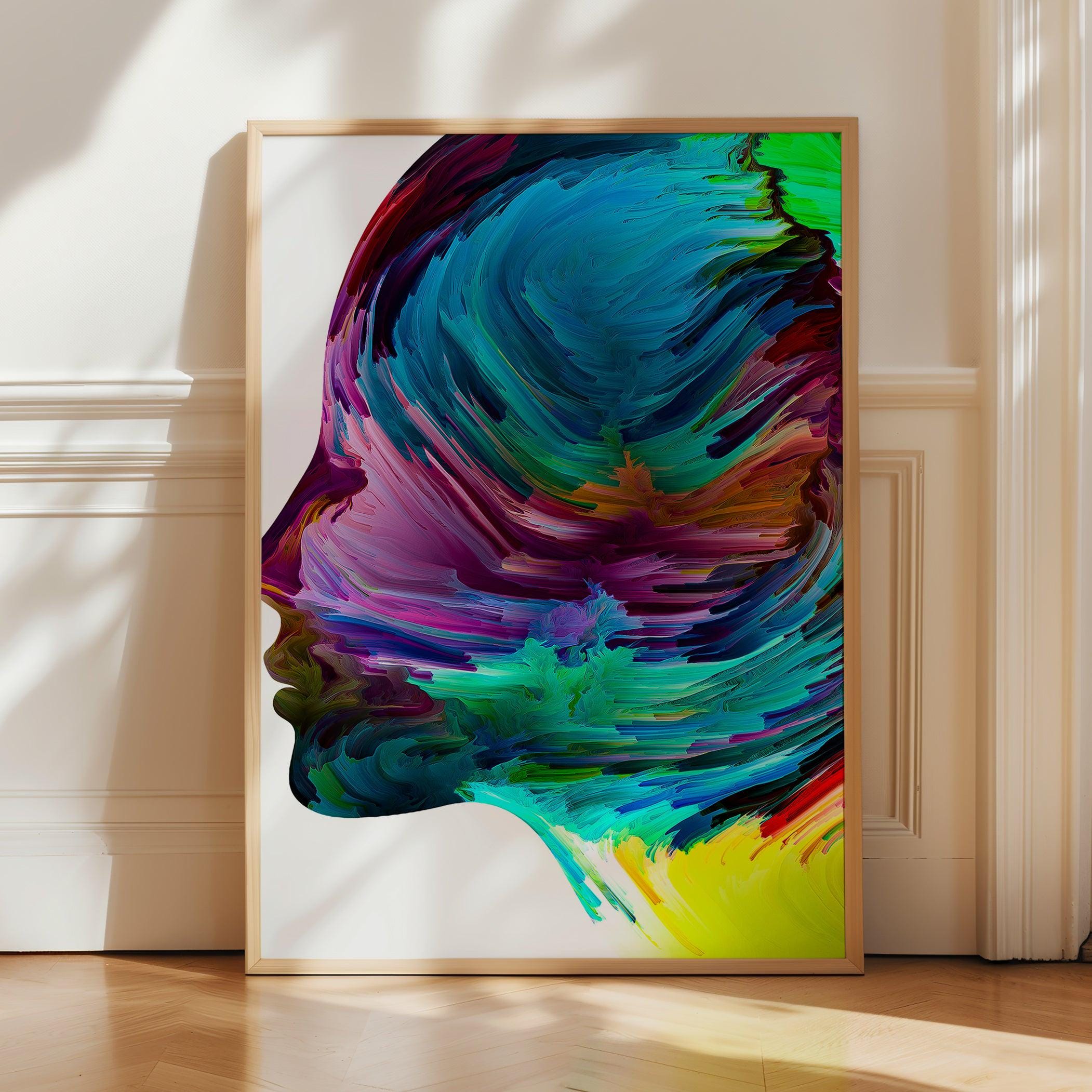 Abstract Profile Silhouette Poster Print - Colorful Mind Wall Art ...