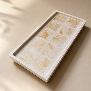 Tempo | Rectangular Marble Mosaic Tray | Handmade Decorative Tray