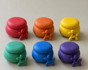 Boîte à bijoux Jesmonite Chien Ballon | Boîte à bijoux colorée avec couvercle | Décoration intérieure moderne | Cadeau fait main | Édition Atelier