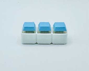 Blue & White 3-Key Fidget Clicker Keyboard | Mini Mechanical Fidget Toy | Desk Stress Relief | Pocket Clicker | Gift for Kids and Adults