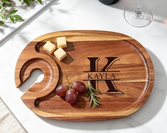 Tabla de embutidos personal, tabla de embutidos individual, soporte para vino, regalo para él o para ella, regalos para amantes del vino, platos para aperitivos