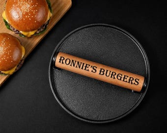 Personalized Smash Burger Press, Custom Engraved BBQ Meat Press, Stainless Steel Grill Tool, BBQ Gift for Husband Dad Chef